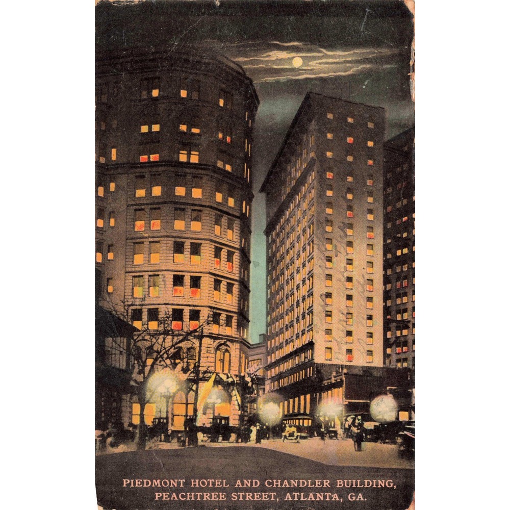 Vintage 1912 Atlanta GA‎ Piedmont Hotel Chandler Building Postcard